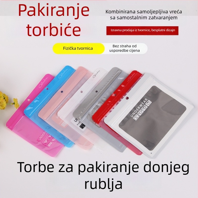 Torbe za pakiranje donjeg rublja i čarapa sa zatvaračem, prozirne samouzavarske OPP vrećice, otisnute (Podrijetlo: Wenzhou; Dnevna proizvodnja: 500000; Debljina dvostrukog sloja: prilagodljivo; Marka: Bai Pu)