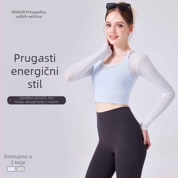Halter sportska grudnjica s mrežastom dišavnom tkaninom, kratka joga majica bez rukava, s jastučićima za dojke, najlon/elastan 81%/19%, uski kroj