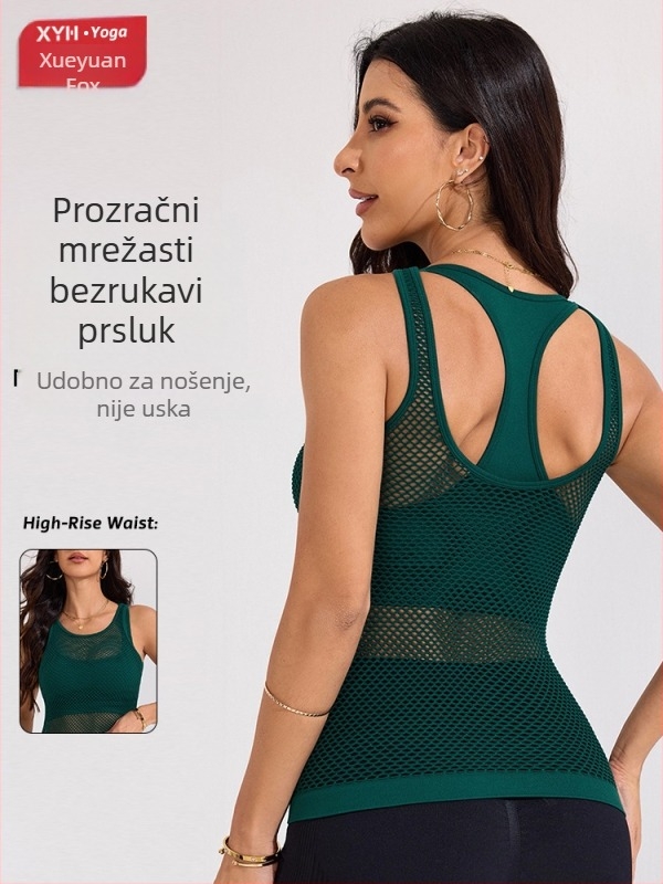 Ženski joga top s ugrađenim umetkom za grudnjak, upijanje vlage, 90% najlon, 10% elastan, Snow Fox
