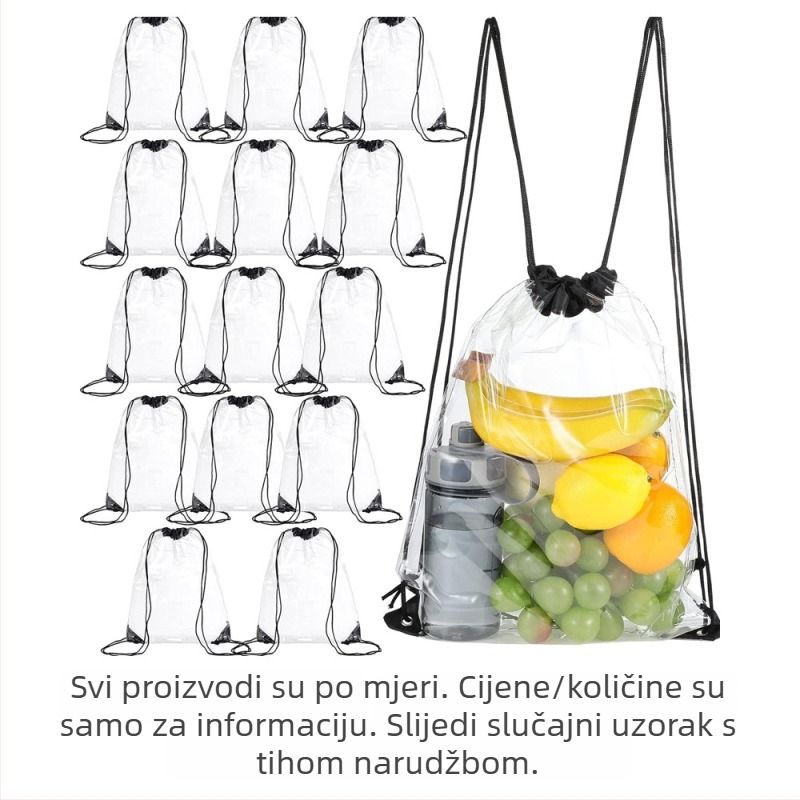 Prozirna PVC torba s vezicom (PVC materijal, vodootporna, UV tisk, tisk logotipa)