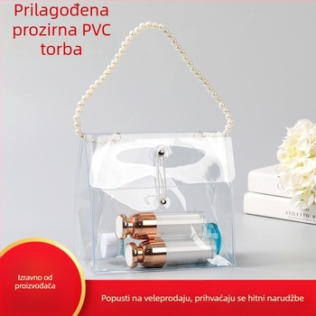 Prozirna PVC torbica s bisernim detaljem za vjenčanje, personalizirana, dvostruki sloj 100 silk, dnevna proizvodnja 100k