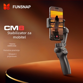 Stabilizator gimbala za telefon, sklopiv, 3‑osi, AI praćenje lica, Bluetooth, daljinski upravljač nije uključen