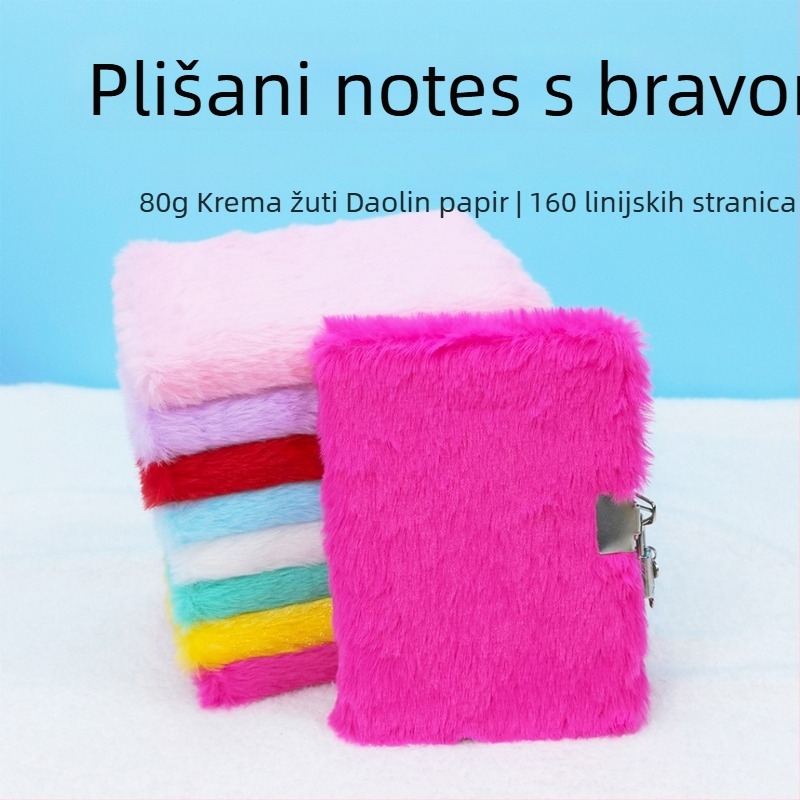 Bilježnica s krznom zeca, kompaktna i svježa, žično uvezivanje (Brand: Qi zhi; Omot: krzno zeca; Uvez: žično; Stranica: 100–200; Materijal sadržaja: Dowling papir)