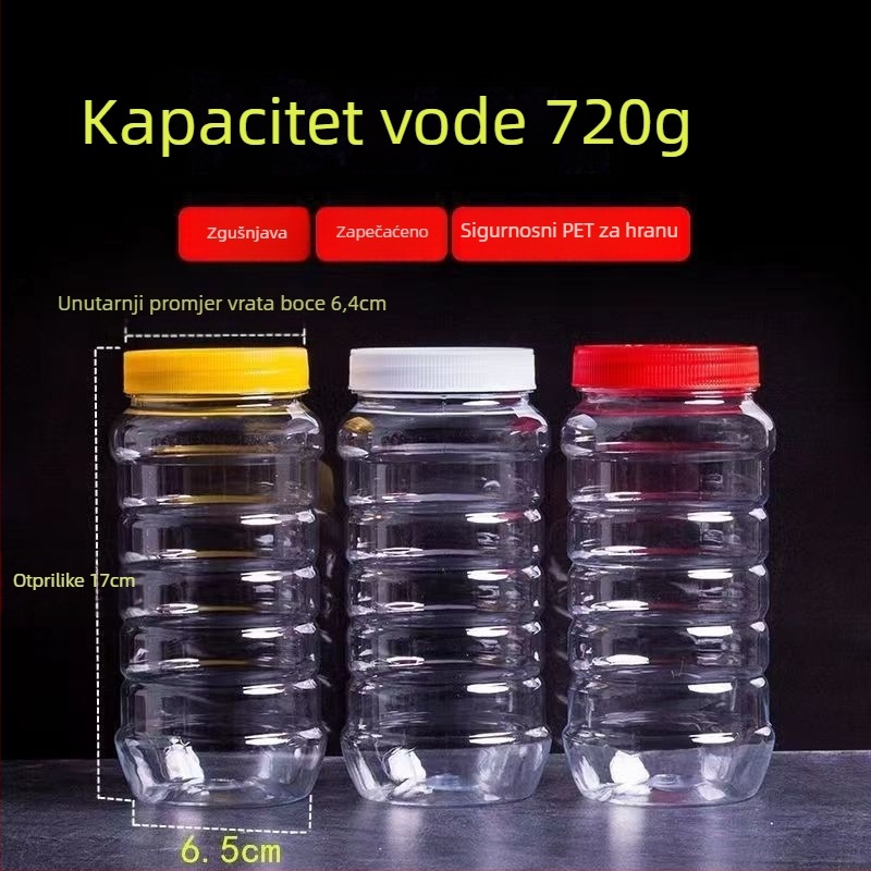 Prozirna plastična posuda za umak sa zatvaračem, kapacitet 5 L ili više, pogodna za umake od čili paprike sa sezamom i fermentiranom pastom od soje