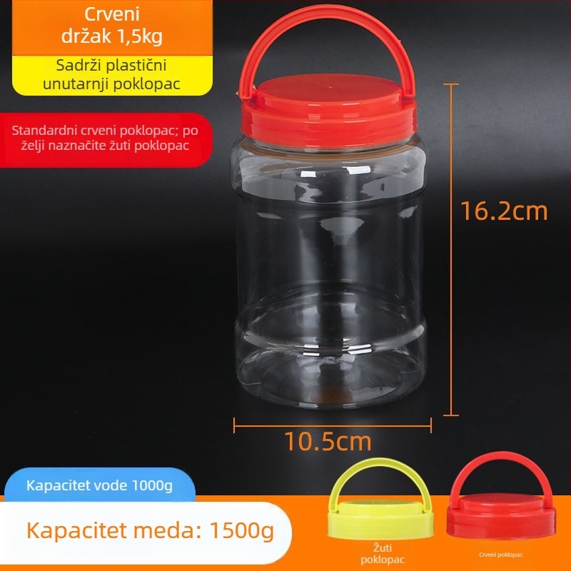 Prozirna plastična posuda za umak sa zatvaračem, kapacitet 5 L ili više, pogodna za umake od čili paprike sa sezamom i fermentiranom pastom od soje