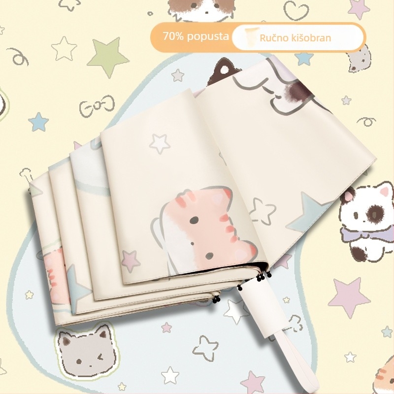 Automatski sklopivi kišobran za sunce i kišu, UV zaštita UPF>50, vinilna navlaka, 8 čeličnih rebara, automatsko otvaranje i zatvaranje