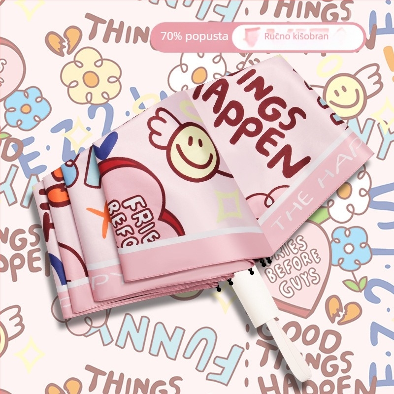 Automatski sklopivi kišobran za sunce i kišu, UV zaštita UPF>50, vinilna navlaka, 8 čeličnih rebara, automatsko otvaranje i zatvaranje