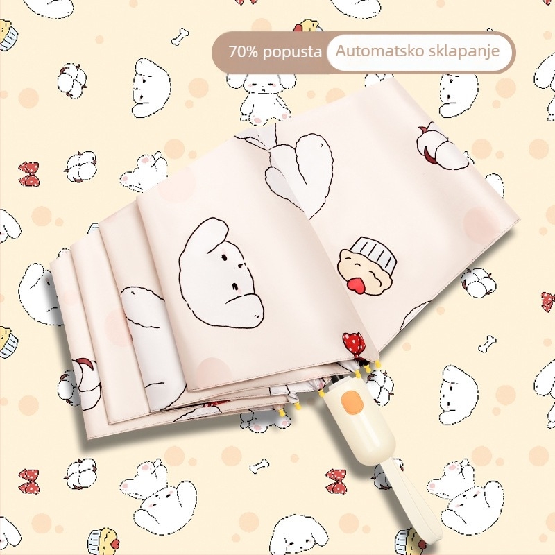 Automatski sklopivi kišobran za sunce i kišu, UV zaštita UPF>50, vinilna navlaka, 8 čeličnih rebara, automatsko otvaranje i zatvaranje