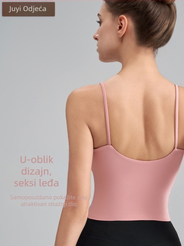 OTSA Ženski integrirani camisole sportski grudnjak za Pilates/Yoga – 2024, Quick-Dry Nylon-Spandex, 80/20, srednja duljina, s umetkom za dojke