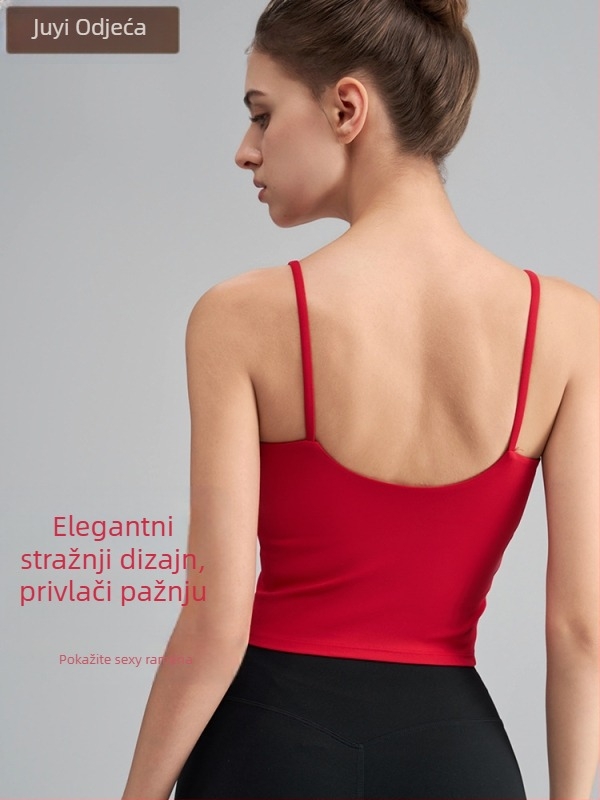 OTSA Ženski integrirani camisole sportski grudnjak za Pilates/Yoga – 2024, Quick-Dry Nylon-Spandex, 80/20, srednja duljina, s umetkom za dojke