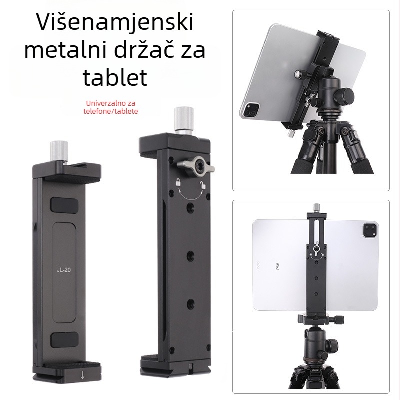 Metalen držač za tablet i mobitel s universalnim Cold Shoe — proširenje stolnog stativa za snimanje horizontalno i vertikalno (prijenosno)