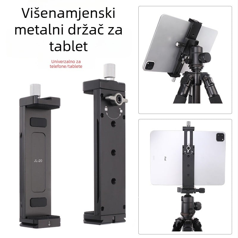 Metalen držač za tablet i mobitel s universalnim Cold Shoe — proširenje stolnog stativa za snimanje horizontalno i vertikalno (prijenosno)
