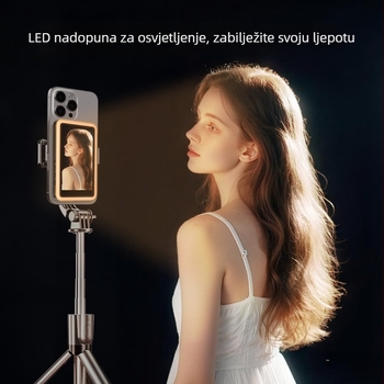 Bežični prijenosni projektor zaslona s podijeljenim zaslonom za livestream i selfie, Bluetooth, ugrađeno osvjetljenje