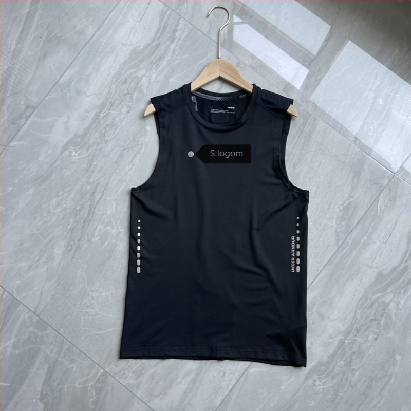 Muški bezruk sportki top s prozračnom najlonskom ice silk tkaninom, 85% najlon, pogodan za trčanje i fitness