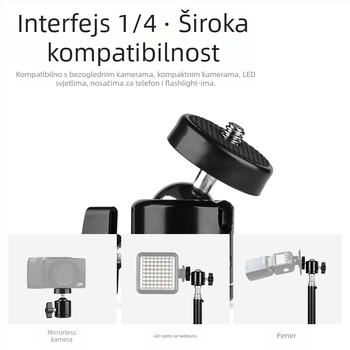 Metalni mini PTZ gimbal za telefon s 360° horizontalnom i vertikalnom rotacijom, 360° ograničenjem rotacije, težina 85 g