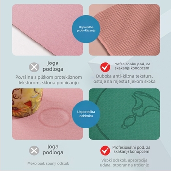 Podloga za preskakanje užeta sa zvučnom izolacijom i protukliznom površinom, TPE joga podmetač, težina 500–700 g, debljina 8/10/15 mm