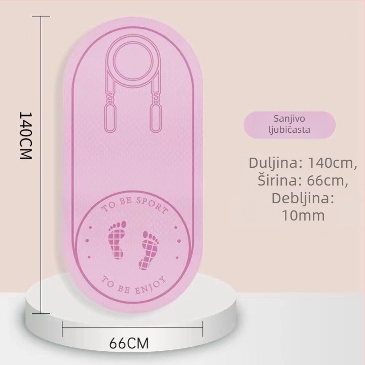 Podloga za preskakanje užeta sa zvučnom izolacijom i protukliznom površinom, TPE joga podmetač, težina 500–700 g, debljina 8/10/15 mm
