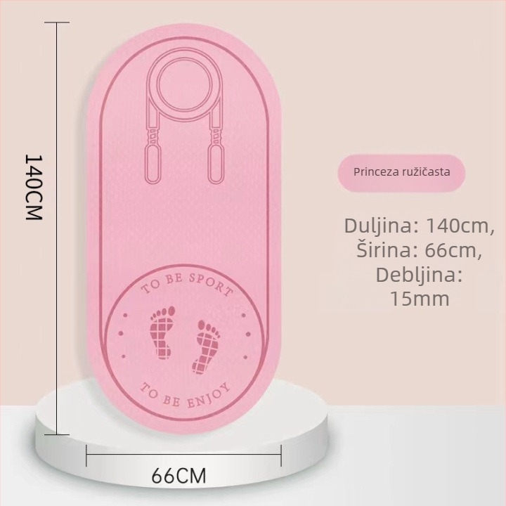 Podloga za preskakanje užeta sa zvučnom izolacijom i protukliznom površinom, TPE joga podmetač, težina 500–700 g, debljina 8/10/15 mm
