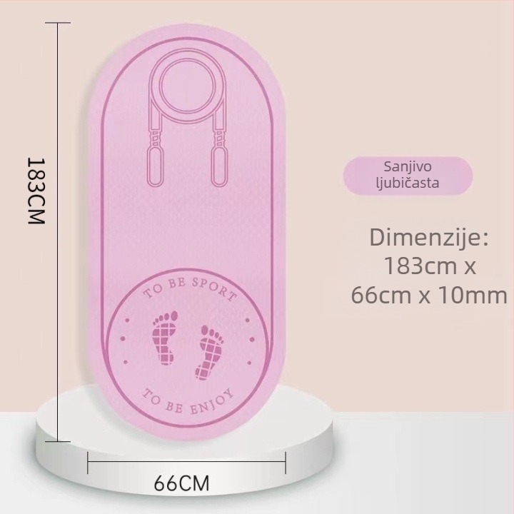 Podloga za preskakanje užeta sa zvučnom izolacijom i protukliznom površinom, TPE joga podmetač, težina 500–700 g, debljina 8/10/15 mm