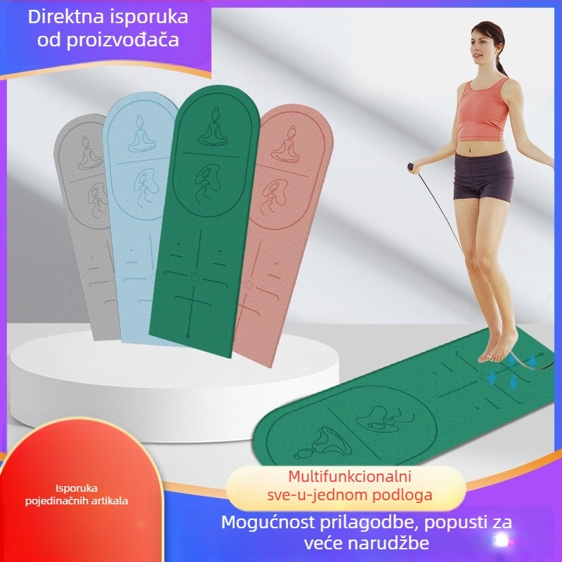 Podloga za preskakanje užeta sa zvučnom izolacijom i protukliznom površinom, TPE joga podmetač, težina 500–700 g, debljina 8/10/15 mm