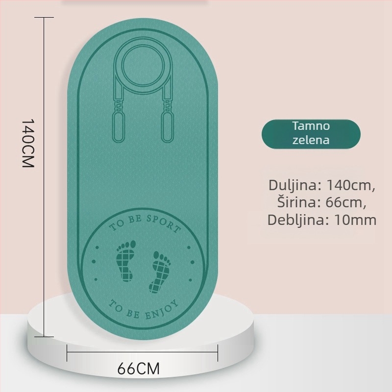 Podloga za preskakanje užeta sa zvučnom izolacijom i protukliznom površinom, TPE joga podmetač, težina 500–700 g, debljina 8/10/15 mm
