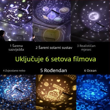 Projektor zvjezdanog neba – noćna lampica za stol, 5V napajanje, PVC sjenilo
