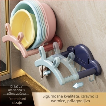 Držač za umivaonik sa ušima zeca - teleskopski, bez bušenja, montaža kukom, PP materijal, cartoon zeko stil