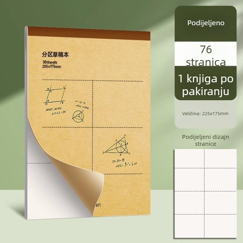 Deli bilježnica za skice, papirnati omot, unutarnji papir 75 g, stil bilježnice 19864248
