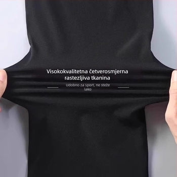 Muške casual sportske hlače — japanski retro stil, visok pojas, ravni kroj, poliester, visoka elastičnost