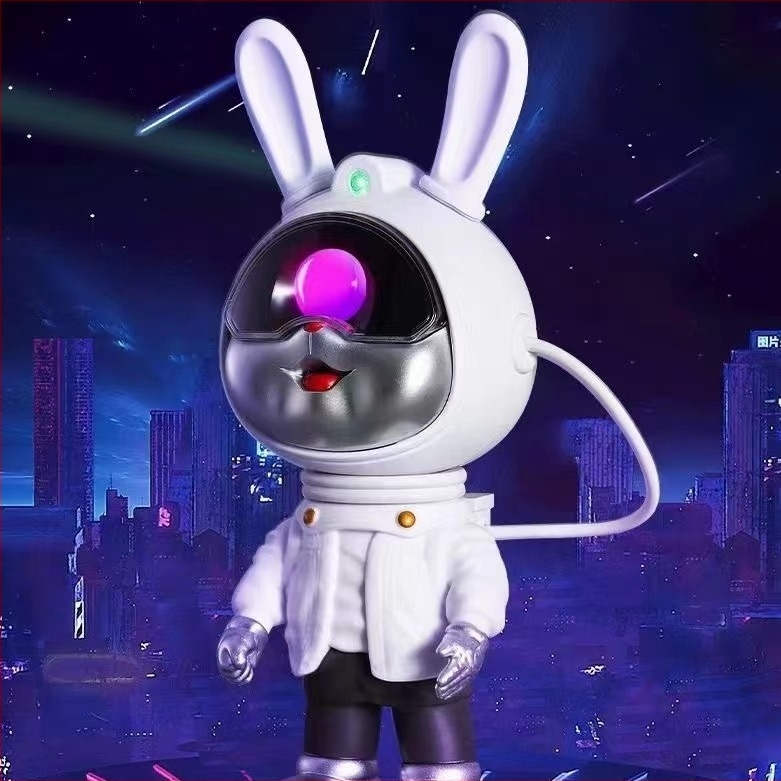 Noćna lampica s projekcijom, dizajn svemirskog zeca-astronauta i atmosfera zvjezdanog neba, LED laserska pozornica (5V, PVC sjenilo, napajanje iz utičnice, otisnuti logo, bez inteligentne kontrole)