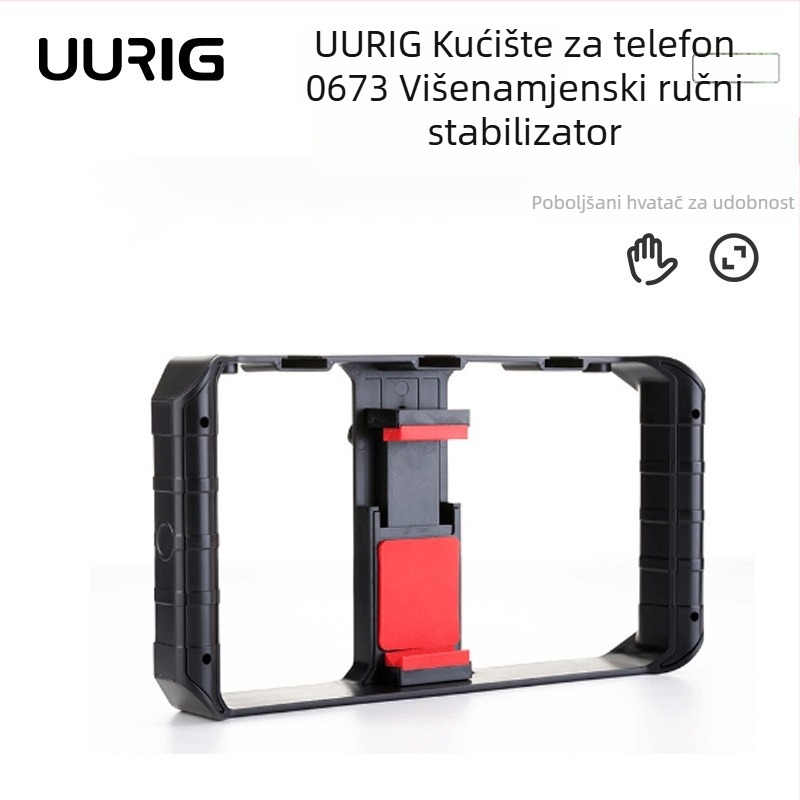Stabilizator za mobitel za snimanje videa – dvostruka ručna držač, ABS, bez Bluetootha, bez daljinskog upravljača, prilagodljiv