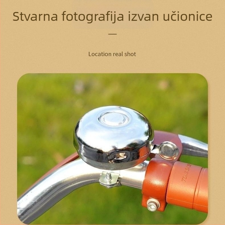Zvučnik za bicikl – dvostruki okretni mehanizam, aluminijska legura, retro stil, univerzalno za odrasle i učenike