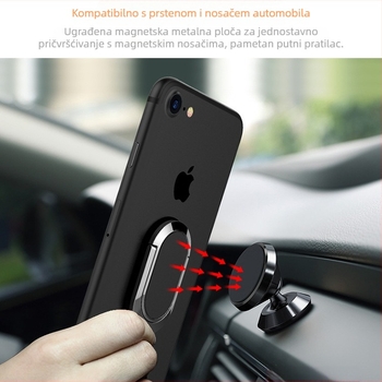Metalni držač prstena za telefon, model xk01, 360° rotacije, magnetski držač za automobil