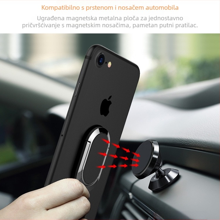 Metalni držač prstena za telefon, model xk01, 360° rotacije, magnetski držač za automobil