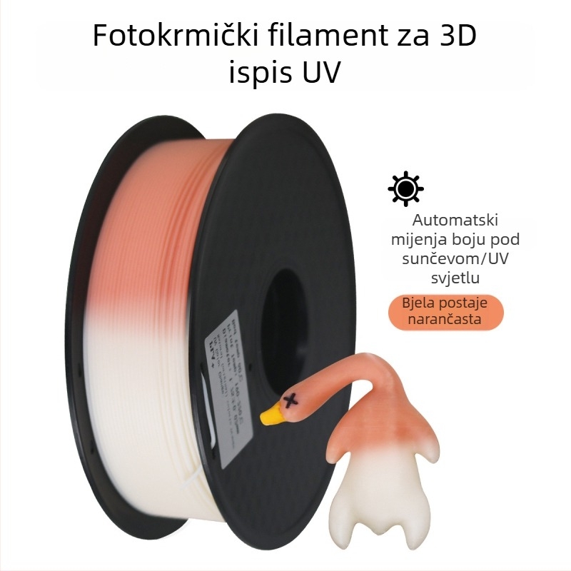 PLA+ filament za 3D ispis s UV promjenom boje, fotosenzitivni materijal, 1 kg kolut