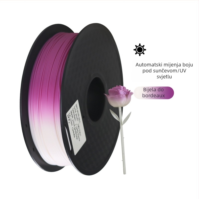 PLA+ filament za 3D ispis s UV promjenom boje, fotosenzitivni materijal, 1 kg kolut