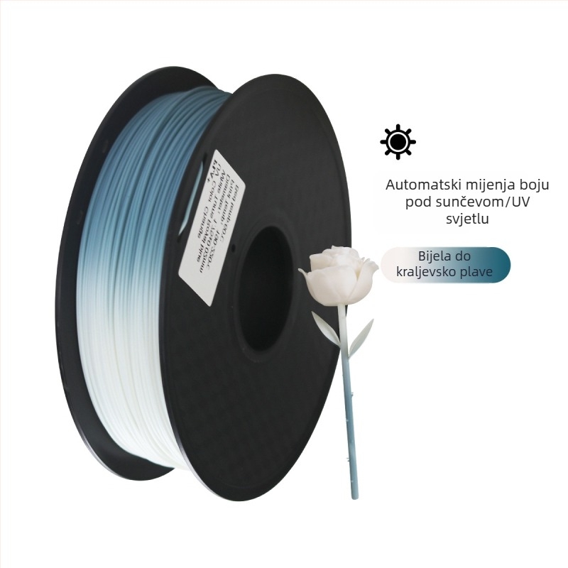 PLA+ filament za 3D ispis s UV promjenom boje, fotosenzitivni materijal, 1 kg kolut