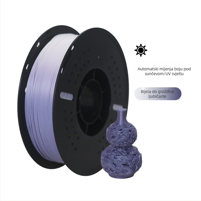PLA+ filament za 3D ispis s UV promjenom boje, fotosenzitivni materijal, 1 kg kolut