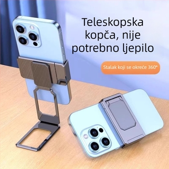 Metalni clip-on držač za mobitel, sa stražnjim klipom i držačem prstena, teleskopskim stolnim stalkom