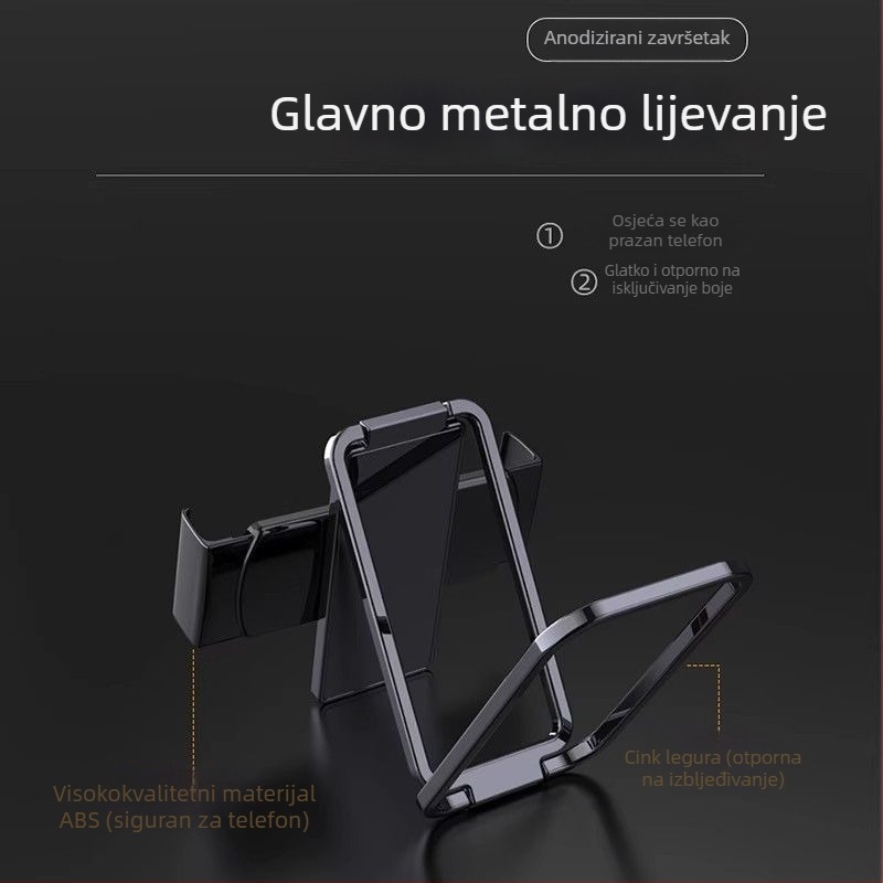 Metalni clip-on držač za mobitel, sa stražnjim klipom i držačem prstena, teleskopskim stolnim stalkom