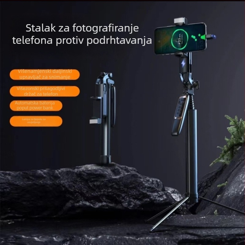 Selfie štapić tripod za mobitel s 360° rotacijom, Materijal: ABS plast + aluminijska legura, Težina: 800 g, 1 godina after-sales usluge