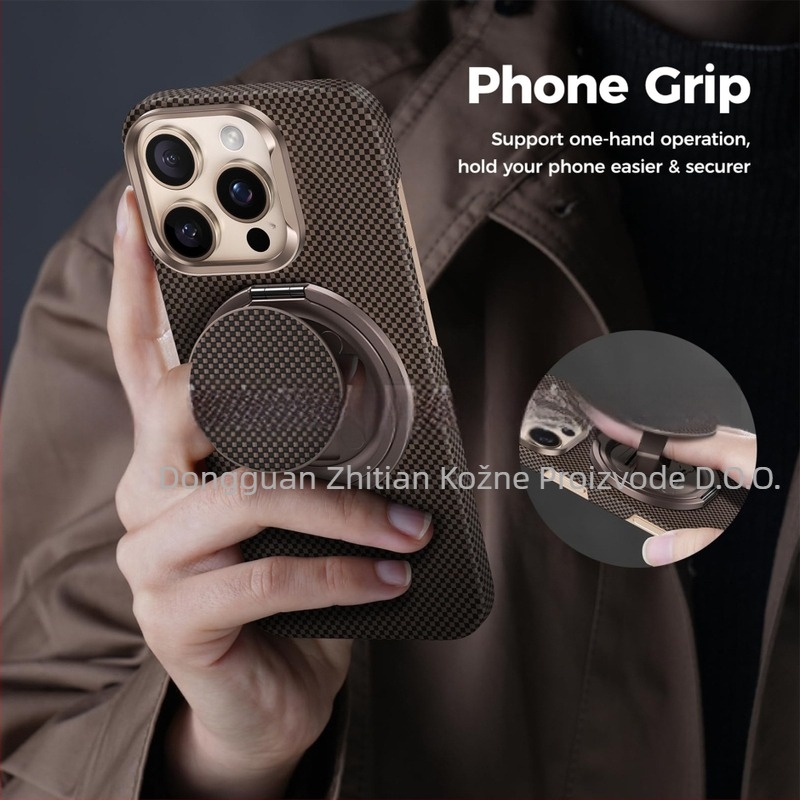 Magnetični držač za telefon od aluminijske legure – prstenasti držač, stolna upotreba, 360° rotacija, MagSafe stil
