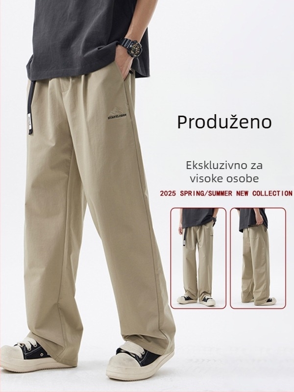 Muške radne i casual hlače, širok kroj, srednji pojas, dekorativne džepove, prozračan materijal od najlona/elastana (90% najlon, 10% elastan)