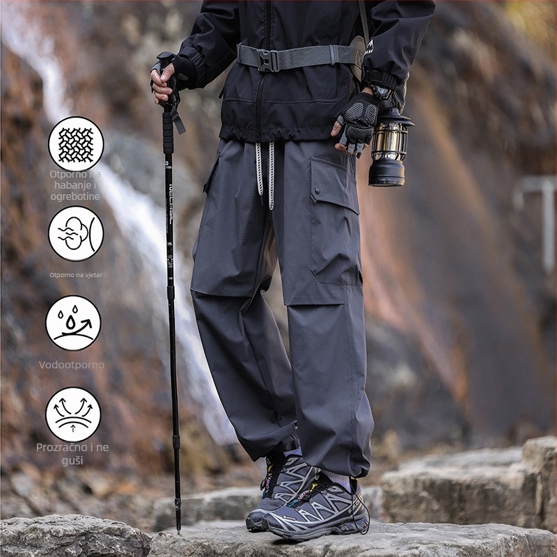 Unisex outdoor hlače za planinarenje, vodootporne, poliester, model K881, pogodne za proljeće i jesen