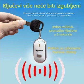 Kljucni lančić s alarmom protiv gubitka, lokalizacijom i glasovno aktiviranom zviždaljkom