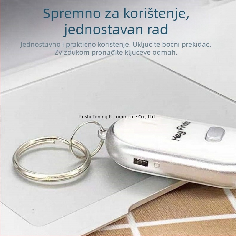Kljucni lančić s alarmom protiv gubitka, lokalizacijom i glasovno aktiviranom zviždaljkom