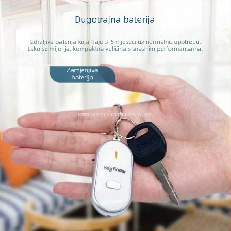 Kljucni lančić s alarmom protiv gubitka, lokalizacijom i glasovno aktiviranom zviždaljkom
