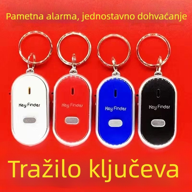 Kljucni lančić s alarmom protiv gubitka, lokalizacijom i glasovno aktiviranom zviždaljkom