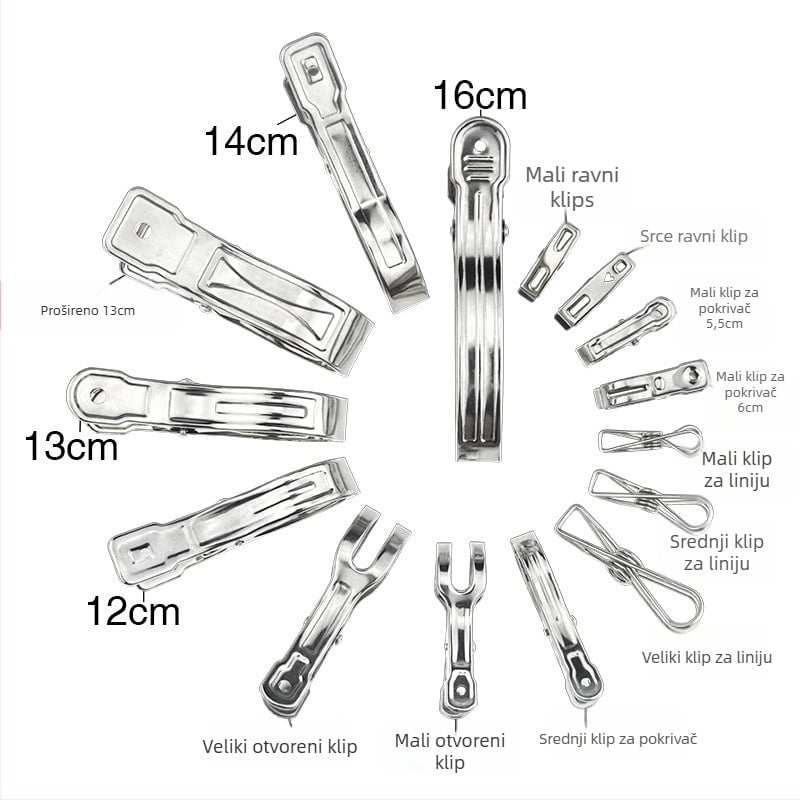 Klip za sušenje rublja, nehrđajući čelik, model A2715, nepreklopiva, 100 komada