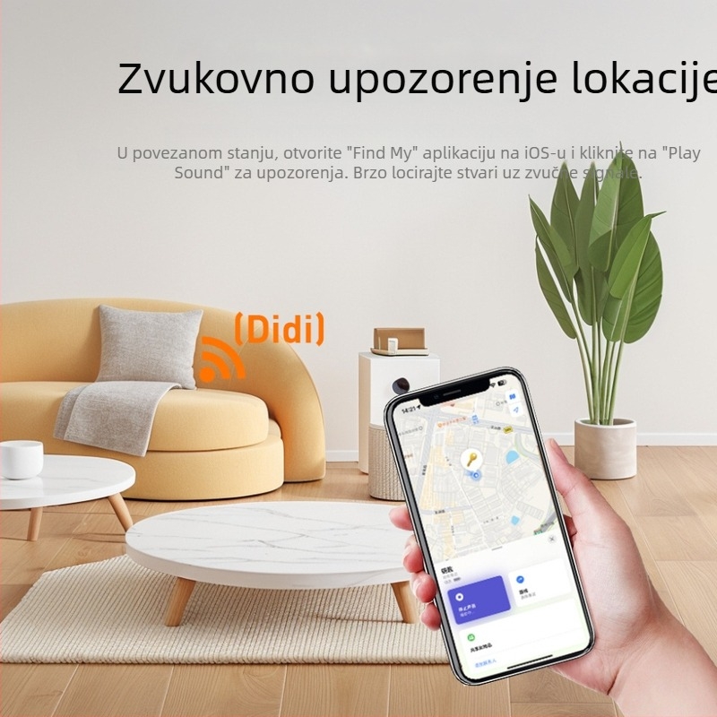 Kartično uređaj za praćenje u stvarnom vremenu s priključnom baterijom i ultrazvučnom tehnologijom, anti‑gubitni tracker za predmete i kućne ljubimce, model TR208, kompatibilan s iOS-om, bežično punjenje, kapacitet baterije 110 mAh, domet 40 m, dimenzije 8